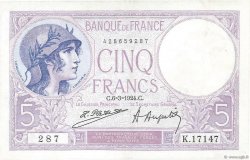 5 Francs FEMME CASQUÉE FRANKREICH  1924 F.03.08