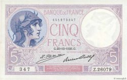 5 Francs FEMME CASQUÉE FRANKREICH  1926 F.03.10