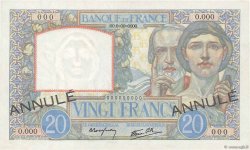 20 Francs TRAVAIL ET SCIENCE Spécimen FRANKREICH  1939 F.12.01Ss