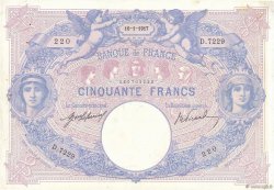 50 Francs BLEU ET ROSE FRANCIA  1917 F.14.30 BB