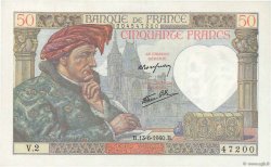 50 Francs JACQUES CŒUR FRANCE  1940 F.19.01 AU+