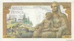 1000 Francs DÉESSE DÉMÉTER FRANCIA  1943 F.40.21 q.FDC