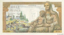 1000 Francs DÉESSE DÉMÉTER FRANCIA  1944 F.40.43 q.FDC