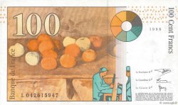 100 Francs CÉZANNE Sans STRAP Fauté FRANCIA  1998 F.74f4.02 EBC+