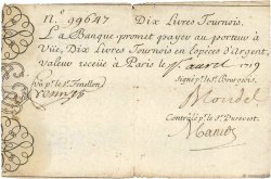 10 Livres Tournois gravé FRANKREICH  1719 Dor.01