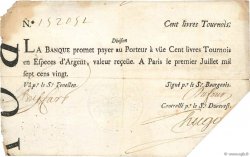 100 Livres Tournois typographié FRANCIA  1720 Dor.27 MBC