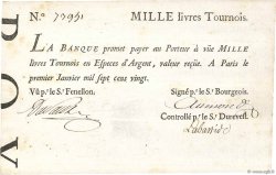 1000 Livres Tournois typographié FRANCIA  1720 Dor.29 q.SPL