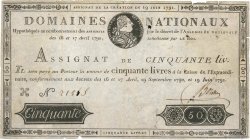 50 Livres Faux FRANCIA  1791 Ass.13a