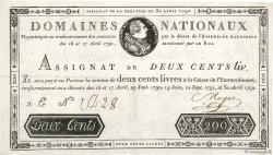 200 Livres filigrane 1792 FRANCE  1792 Ass.29b