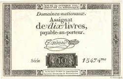 10 Livres filigrane républicain FRANKREICH  1792 Ass.36c