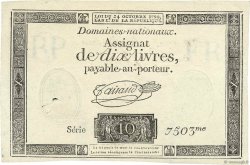10 Livres filigrane républicain Vérificateur FRANKREICH  1792 Ass.36v
