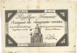 50 Livres Vérificateur FRANCIA  1792 Ass.39v