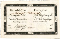 125 Livres Vérificateur FRANCE  1793 Ass.44v