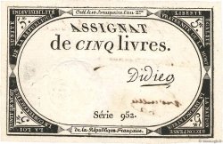 5 Livres Vérificateur FRANCIA  1793 Ass.46v