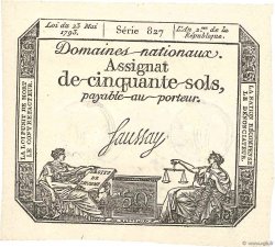 50 Sols Vérificateur FRANCE  1793 Ass.42v AU