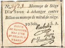 10 Sous FRANCE regionalism and miscellaneous Mayence 1793 Kol.031 VF