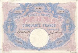 50 Francs BLEU ET ROSE FRANKREICH  1907 F.14.19 SS
