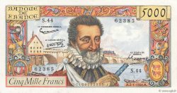5000 Francs HENRI IV FRANKREICH  1958 F.49.05 VZ