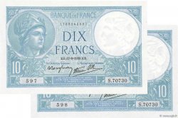 10 Francs MINERVE modifié Consécutifs FRANCIA  1939 F.07.05 FDC
