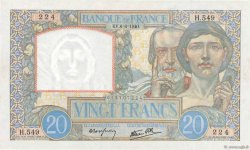 20 Francs TRAVAIL ET SCIENCE FRANKREICH  1940 F.12.03