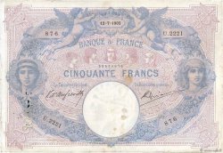 50 Francs BLEU ET ROSE FRANCE  1902 F.14.14 VG
