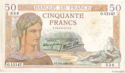 50 Francs CÉRÈS modifié FRANCE  1940 F.18.42 VF+