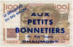 100 Francs JEUNE PAYSAN Publicitaire FRANCE  1953 F.28.39 XF+