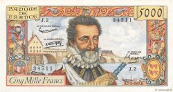 5000 Francs HENRI IV FRANCE  1957 F.49.01 XF-