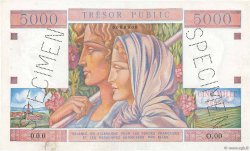 5000 Francs TRÉSOR PUBLIC Spécimen FRANCIA  1955 VF.36.00Sp EBC