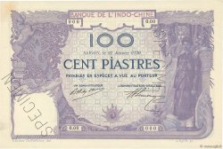 100 Piastres Spécimen FRENCH INDOCHINA Saïgon 1920 P.042s AU