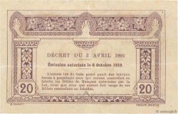 20 Cents INDOCHINE FRANÇAISE  1919 P.045a TTB+