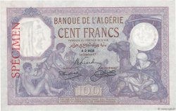100 Francs Spécimen ALGERIA  1928 P.081s XF+