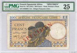 100 Francs Spécimen AFRIQUE ÉQUATORIALE FRANÇAISE Brazzaville 1941 P.08s