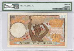 100 Francs Spécimen FRENCH EQUATORIAL AFRICA Brazzaville 1941 P.08s VF-