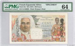 100 Francs La Bourdonnais Spécimen FRENCH EQUATORIAL AFRICA  1947 P.24s