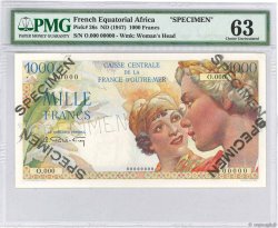 1000 Francs Union Française Spécimen FRENCH EQUATORIAL AFRICA  1947 P.26s