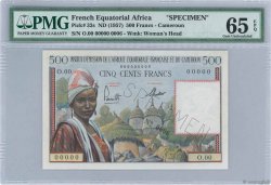 500 Francs Spécimen AFRIQUE ÉQUATORIALE FRANÇAISE  1957 P.33s ST
