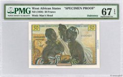 50 Francs Spécimen ESTADOS DEL OESTE AFRICANO  1956 P.45s2 FDC