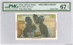 50 Francs Spécimen ESTADOS DEL OESTE AFRICANO  1956 P.45s3 FDC
