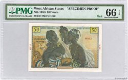 50 Francs Spécimen WEST AFRICAN STATES  1956 P.45s4b UNC-