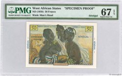50 Francs Spécimen STATI AMERICANI AFRICANI  1956 P.45s7 FDC