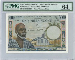 5000 Francs Spécimen ESTADOS DEL OESTE AFRICANO  1960 P.100sp