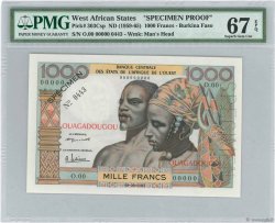 1000 Francs Spécimen WEST AFRIKANISCHE STAATEN Ouagadougou 1960 P.303Csp
