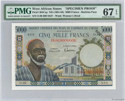 5000 Francs Spécimen ESTADOS DEL OESTE AFRICANO Ouagadougou 1960 P.304Csp SC+