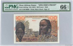 100 Francs Spécimen ESTADOS DEL OESTE AFRICANO  1956 P.401Dsp SC+