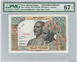 1000 Francs Spécimen ESTADOS DEL OESTE AFRICANO Dakar 1960 P.703Ksp