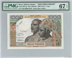 1000 Francs Spécimen STATI AMERICANI AFRICANI Lomé 1960 P.803Tsp