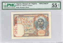 5 Francs Spécimen ALGERIA  1927 P.077s