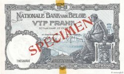 5 Francs Spécimen BELGIEN  1938 P.108s VZ