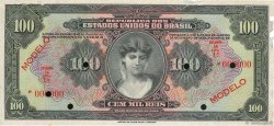 100 Mil Reis Spécimen BRAZIL  1926 P.106s VF
